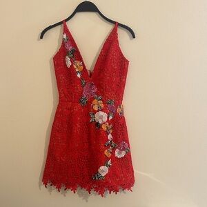 Helsi red lace sequined flower dress
